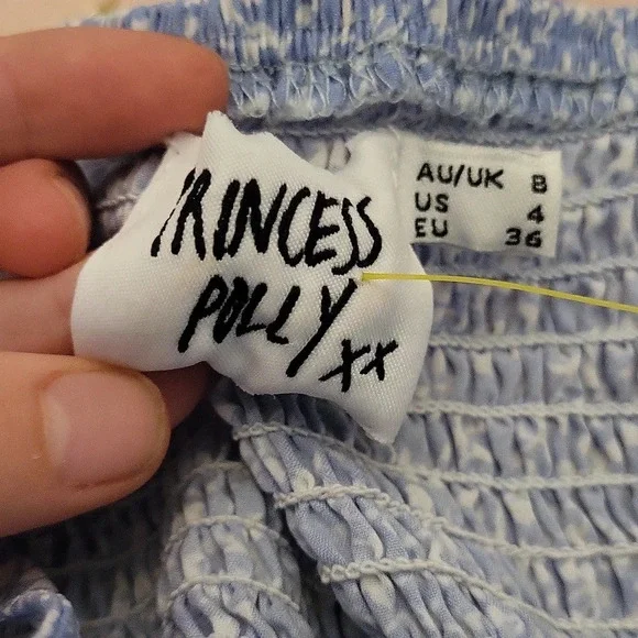 Princess Polly Tiarnie Top Blue Size 4 - Picture 3 of 3
